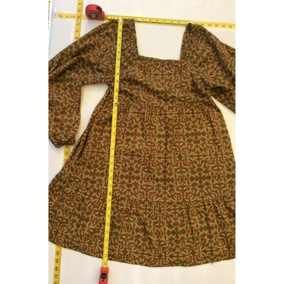 Universal Threads Women XS Mini Dress Floral Long Sleeve Green Pink Boho Prairie - Picture 11 of 12